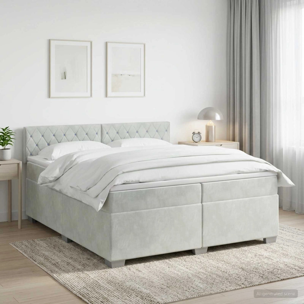 Letto box spring con materasso Grigio Chiaro 200 x 200 cm 3450776