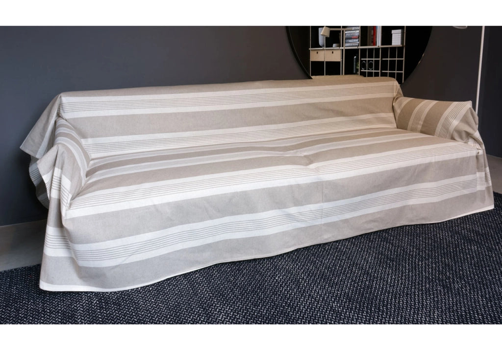 Telo Arredo Granfoulard Copritutto Cotone Made Italy Vari Disegni Arredatutto Copriletto Multiuso - 2 Piazze - Grancasa Beige