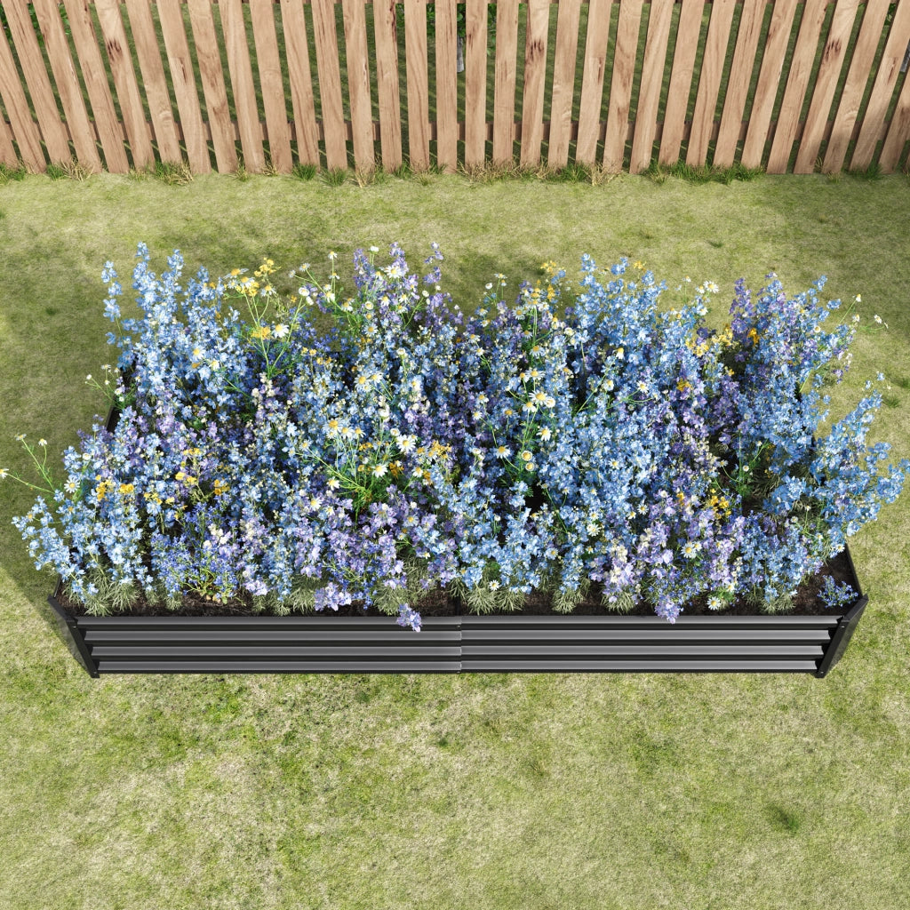 Fioriera rialzata in metallo 232 x 113,5 x 30 cm nera