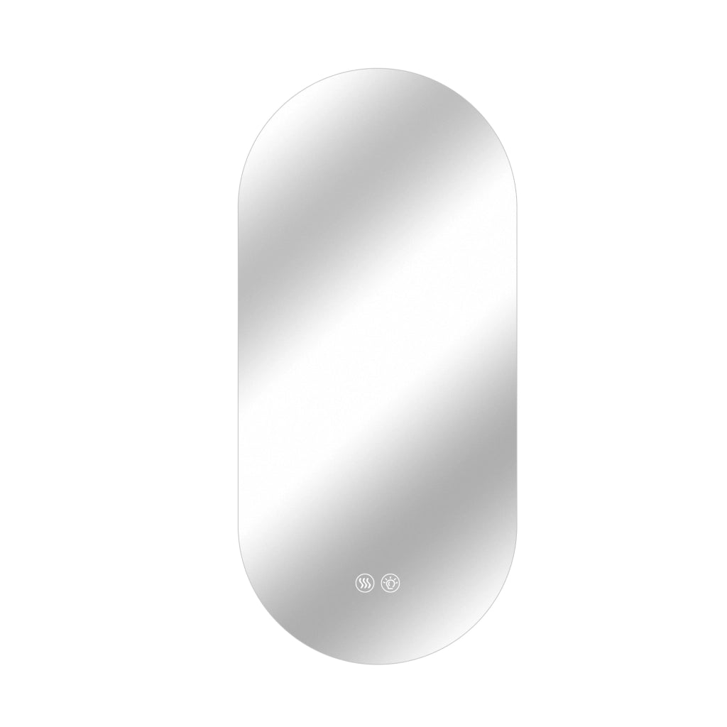 SPECCHIO BAGNO LED ROTONDO 60x120 cm ARGENTO IN VETRO E METALLO ANTI-APPANNAMENTO