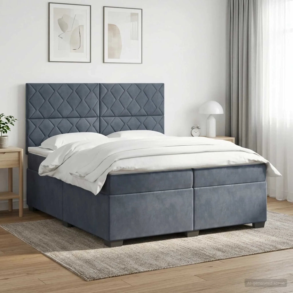 Letto box spring con materasso Grigio Scuro 200 x 200 cm 3453717