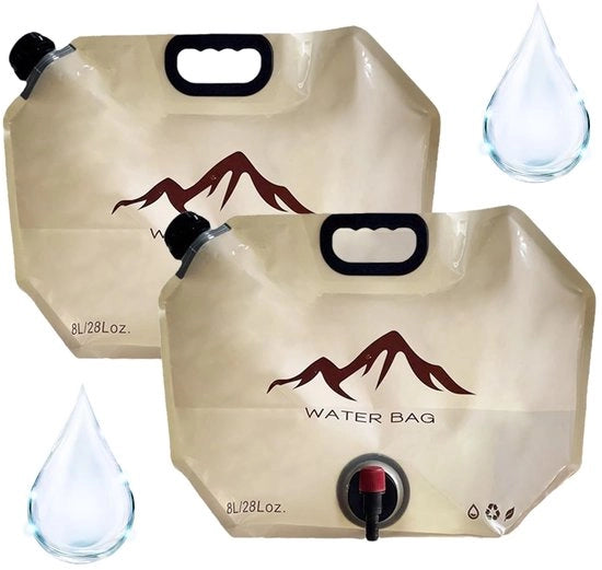 Sacca da acqua portatile da 8 litri con maniglione e chiusura ermetica per campeggio
