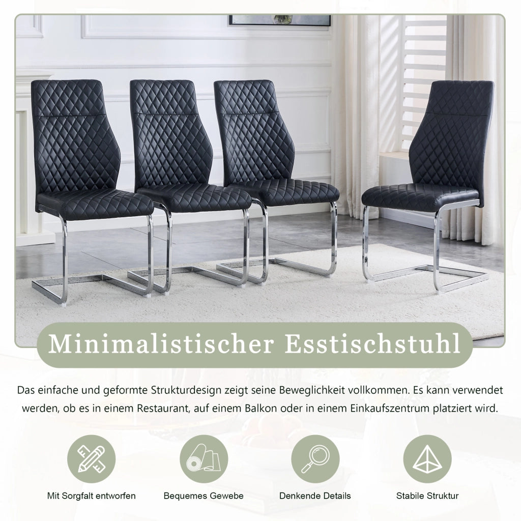 SEDIA da pranzo set 2 pezzi schienale alto 100 cm in PU nero e metallo argento