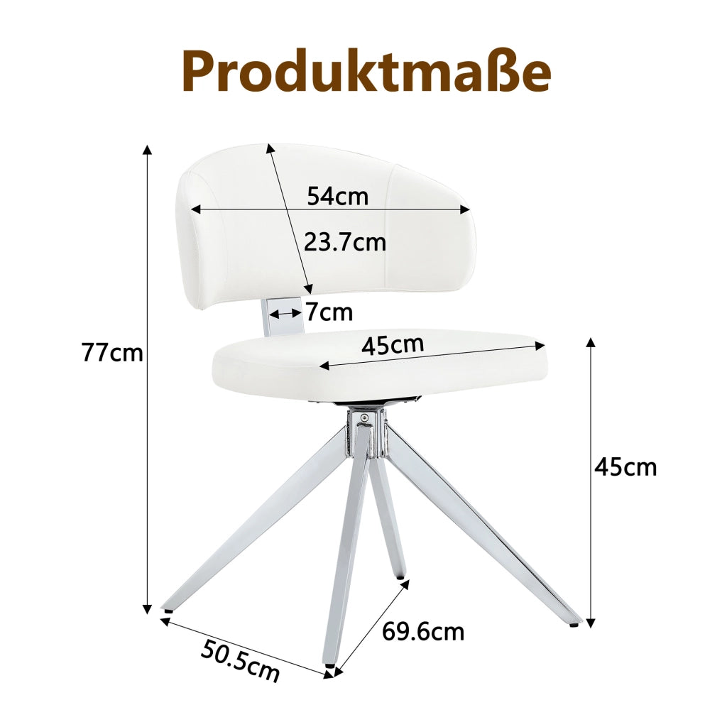 SEDIA Girevole Set da 2 pezzi 77 cm PU Bianco struttura in metallo