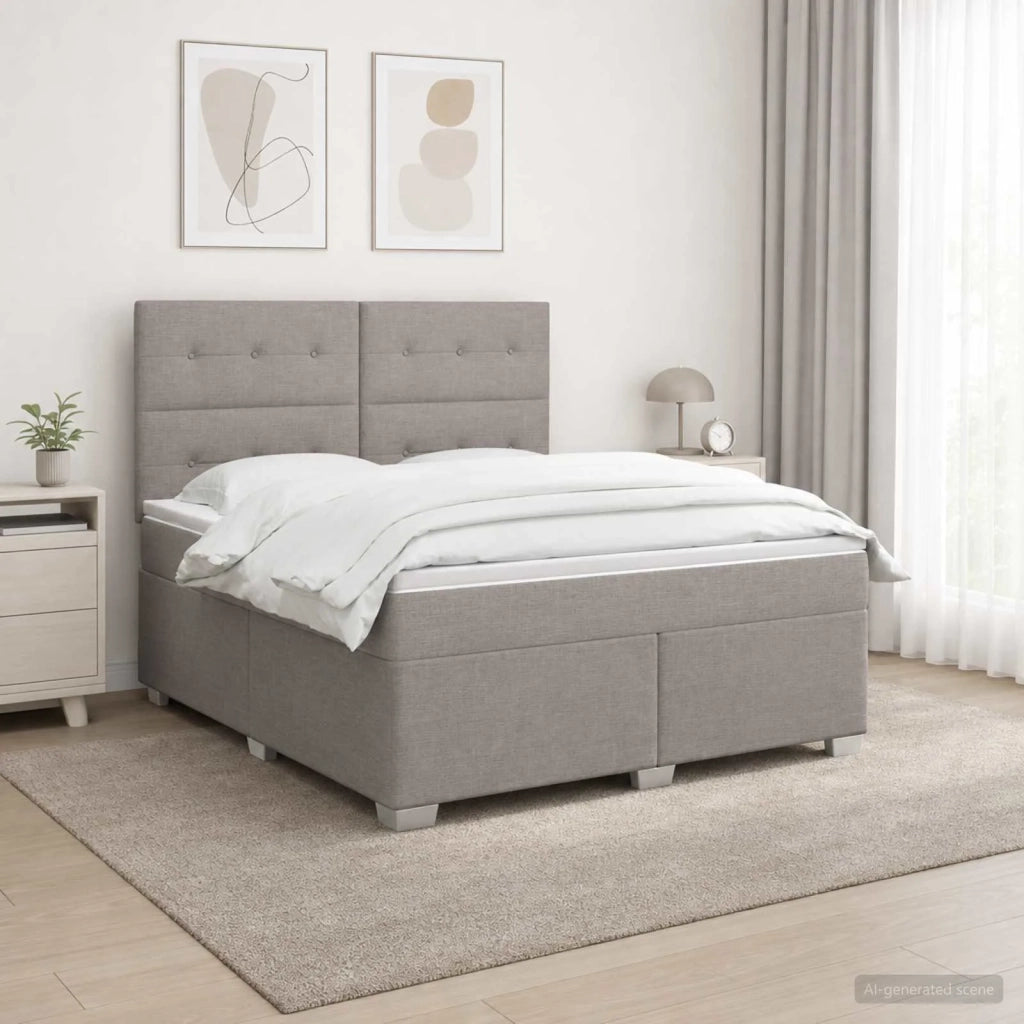 Letto box spring con materasso Tortora 180 x 200 cm Tessuto 3453469