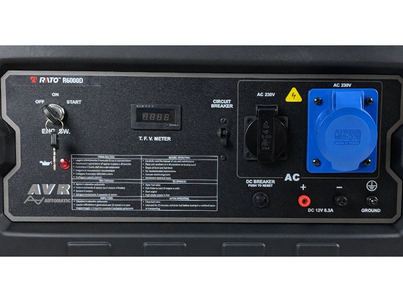 Generatore di corrente Rato R6000D 6kW a benzina 420cc AVR avviamento elettrico - Con quadro ATS
