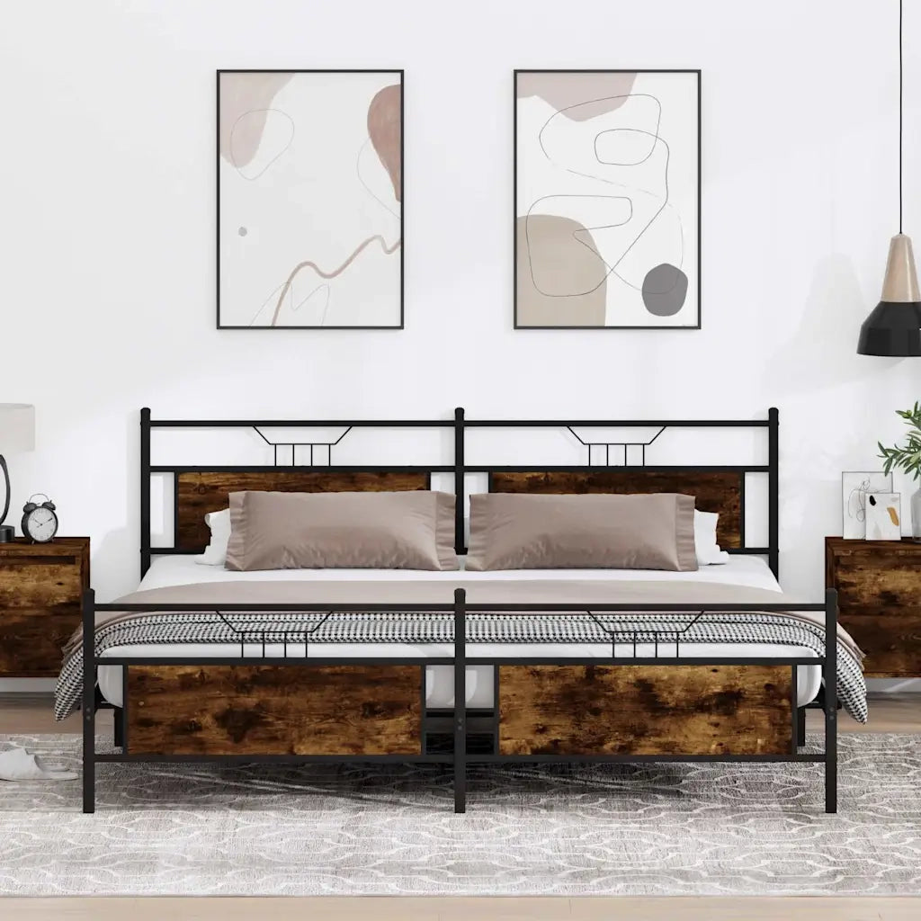 Giroletto senza Materaso in Metallo Rovere Fumo 200x200 cm