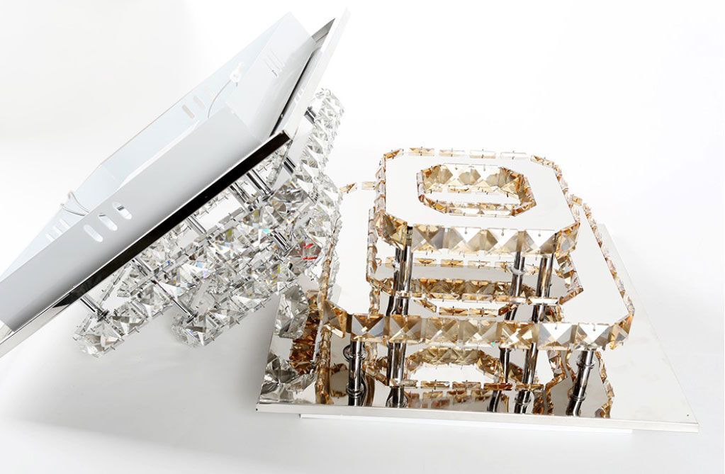 Lampada Da Soffitto Cristallo Plafoniere Led 24w Quadrato App410-c