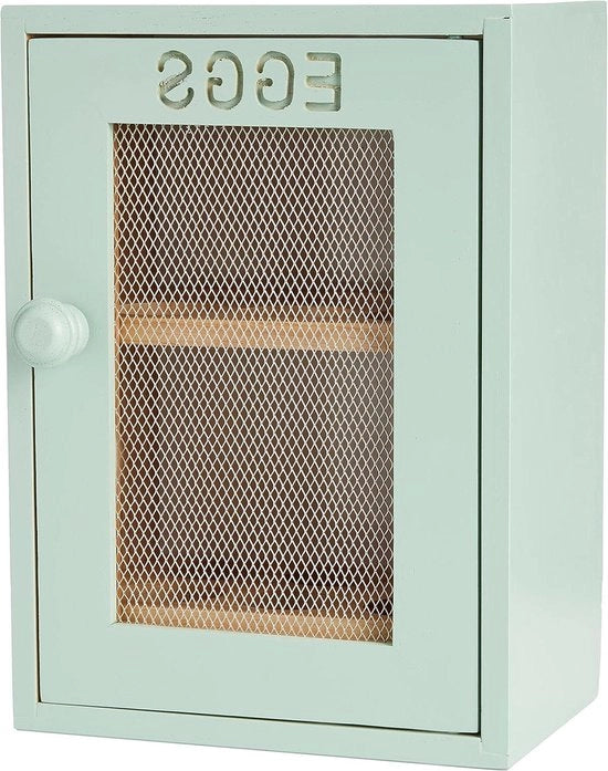Opbergrek per 12 uova in legno - dimensioni 25 x 18 x 12 cm - colore mint - con chiusura magnetica