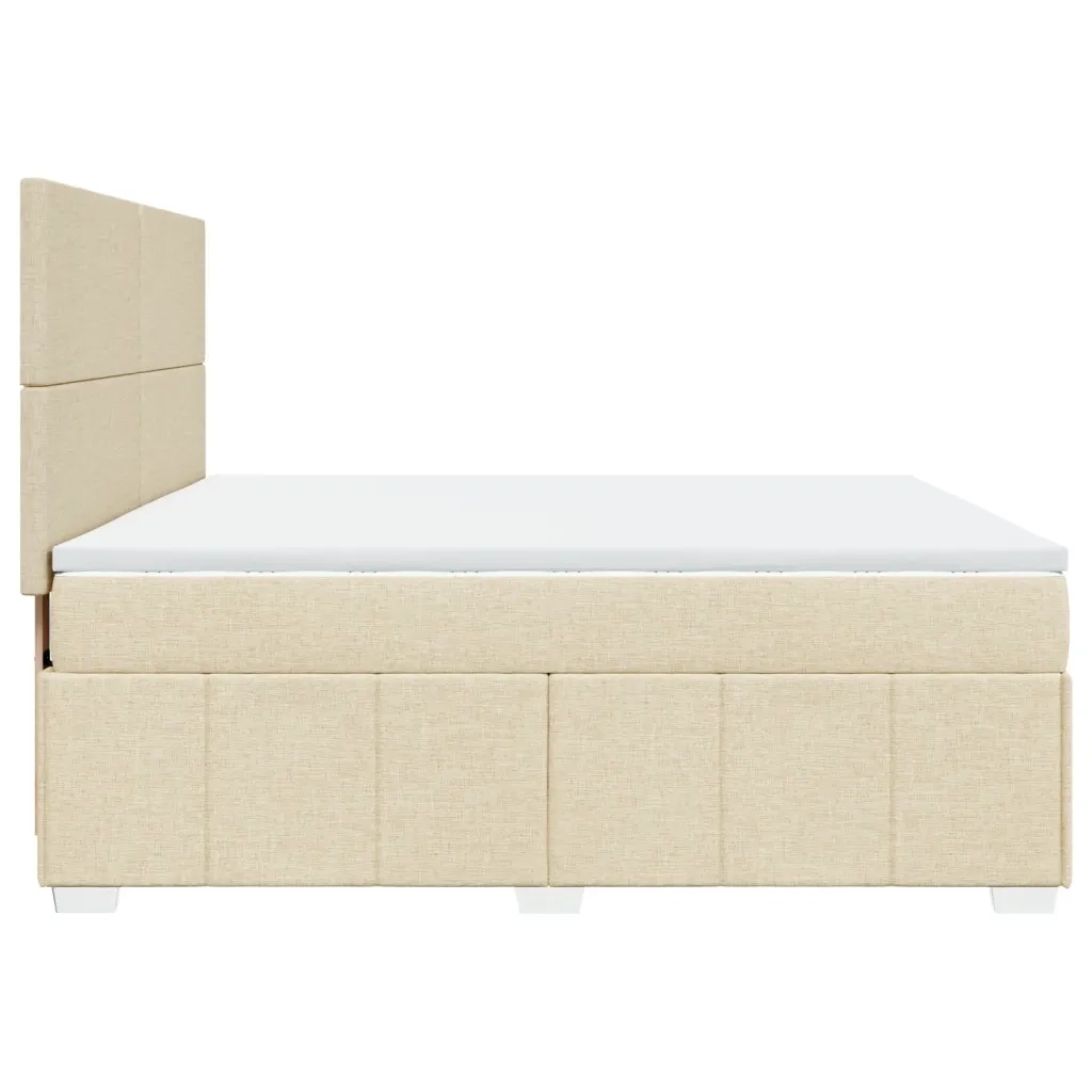 vidaXL Giroletto a Molle con Materasso Crema 180x200 cm in Tessuto