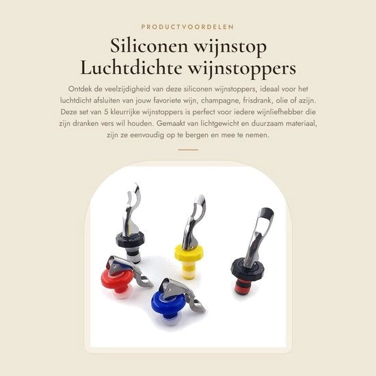 Stopper per Bottiglia Aria Imprigionata - Aria Imprigionata - Sigillatura per Bottiglie - Sigillatore per Vino - Silicone - 5 Colori - Sigillatura per Bottiglia