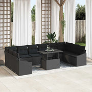 Set Divano da Giardino con cuscino con cuscino 11 pcs Nero