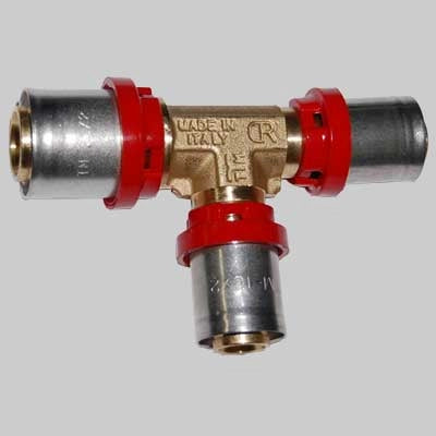 Raccordo a Tee Ridotto a pressare tiemme  26 x 20 x 20 Laterale     TIEMME