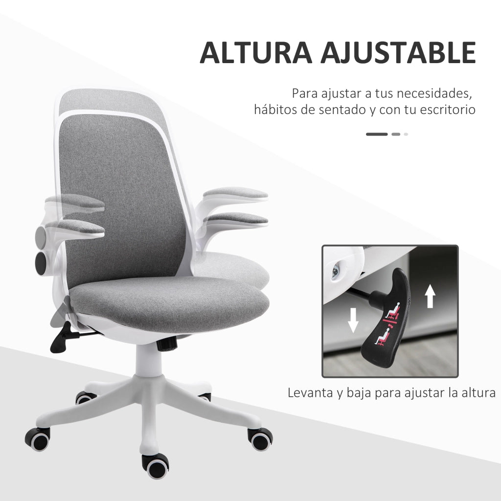 Sedia da ufficio girevole con schienale basculante e braccioli regolabili ¨C ZephMum ¨C Grigio 62.5x60x94-104 cm