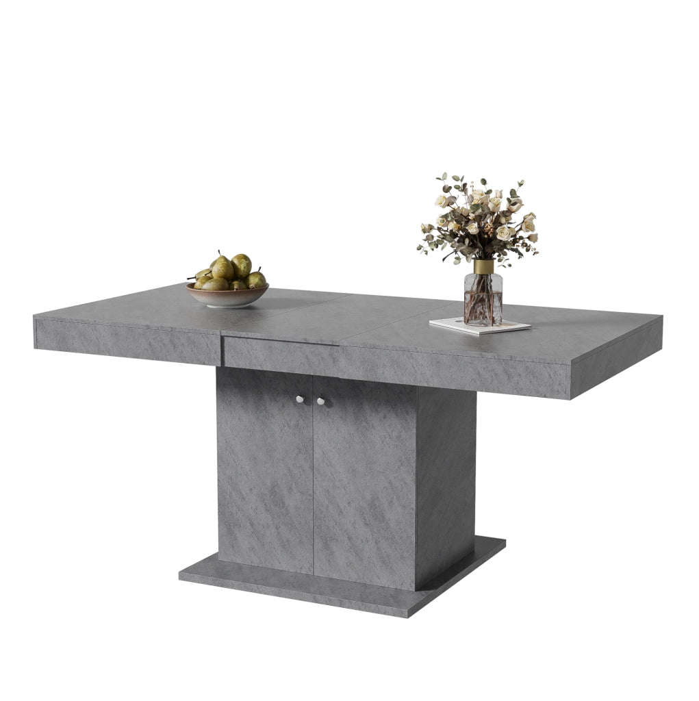 Tavolo da pranzo allungabile 140/180x80x76 cm con vano contenitore; grigio