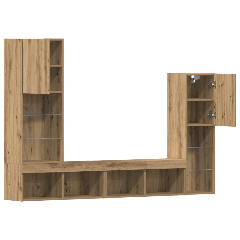 Mobile TV  con luci LED Rovere Artigianale 40.5x30x102 cm