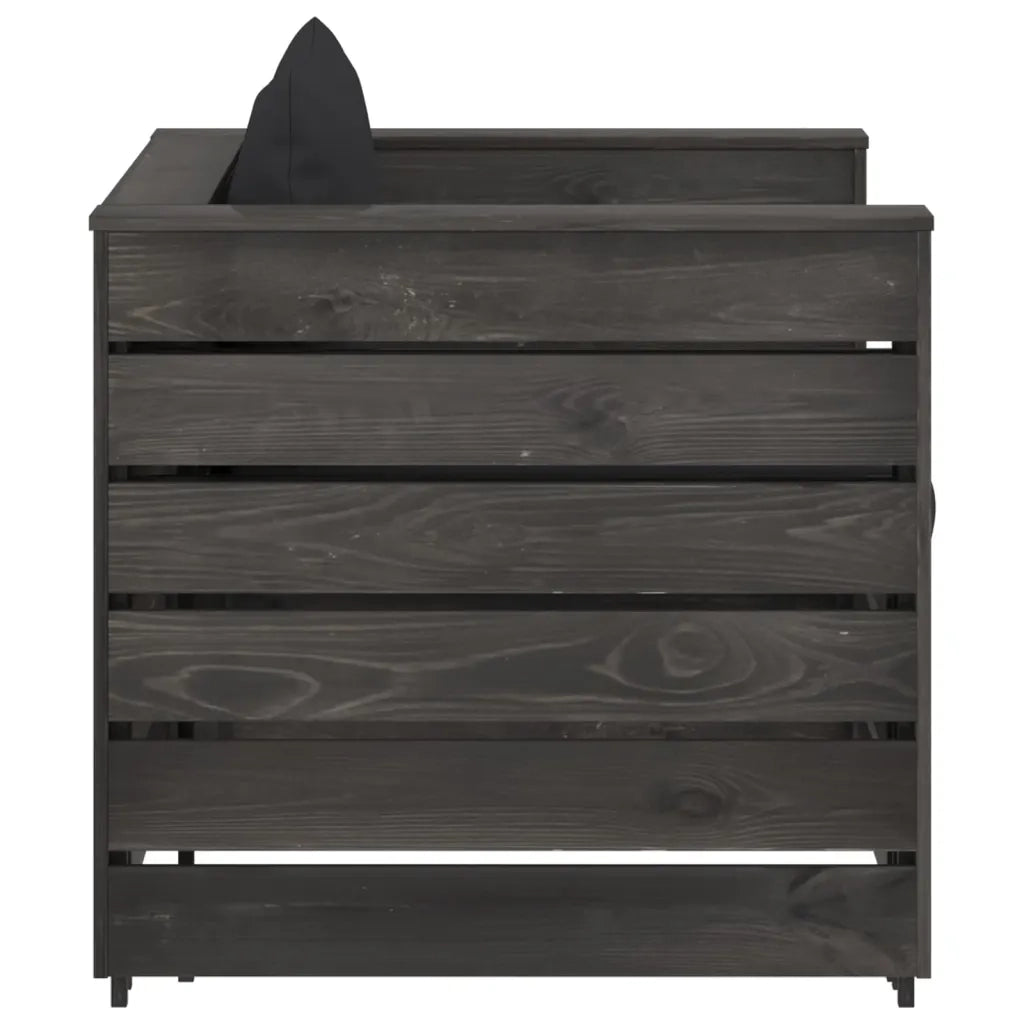 Set Salotto da Giardino 2pz con Cuscini Legno Impregnato Grigio 3068151