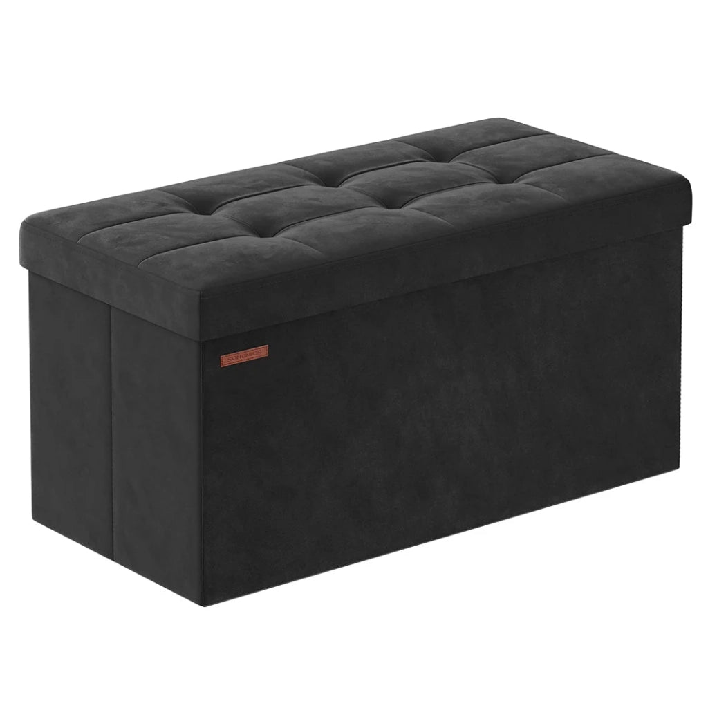 Panca contenitore 38 x 76 x 38 cm pouf in velluto con coperchio con 2 divisori estraibili portata 300 kg per corridoio soggiorno camera da letto 12_0004165