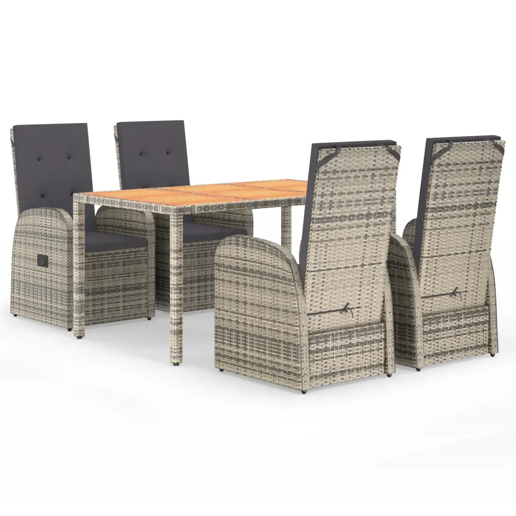 Set da Pranzo da Giardino 5 pz con Cuscini in Polyrattan Grigiocod mxl 76411