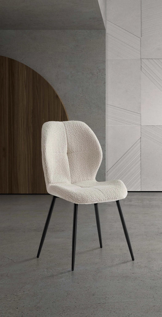 Set 2 sedie da pranzo Hispanohogar ferro e tessuto bouclé bianco 87×50×57 cm