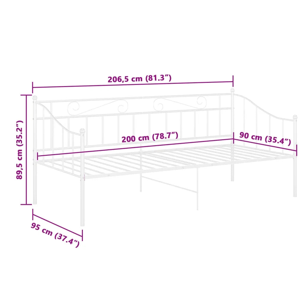 Telaio Divano Letto Bianco in Metallo 90x200 cm 324774