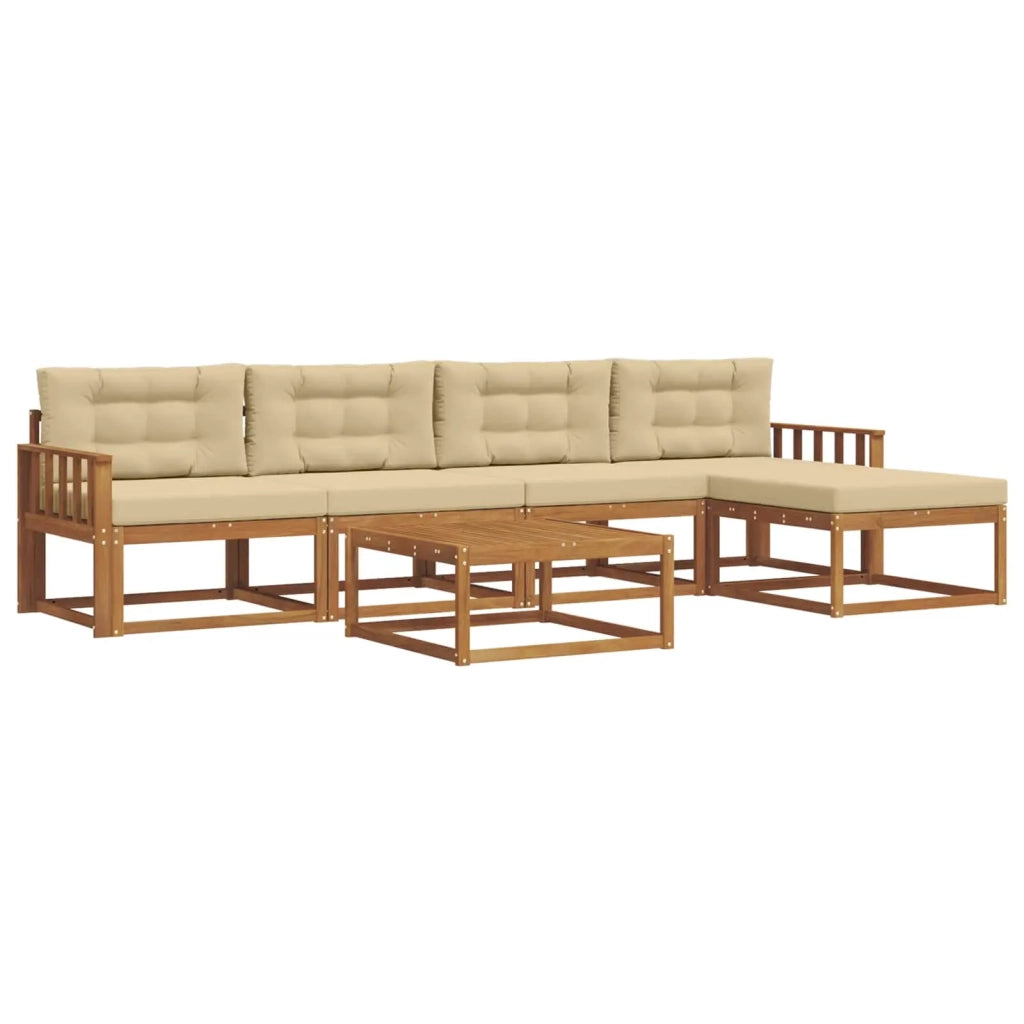 Set di divani da esterno con cuscino 6 pcs Naturale e Beige 3367471