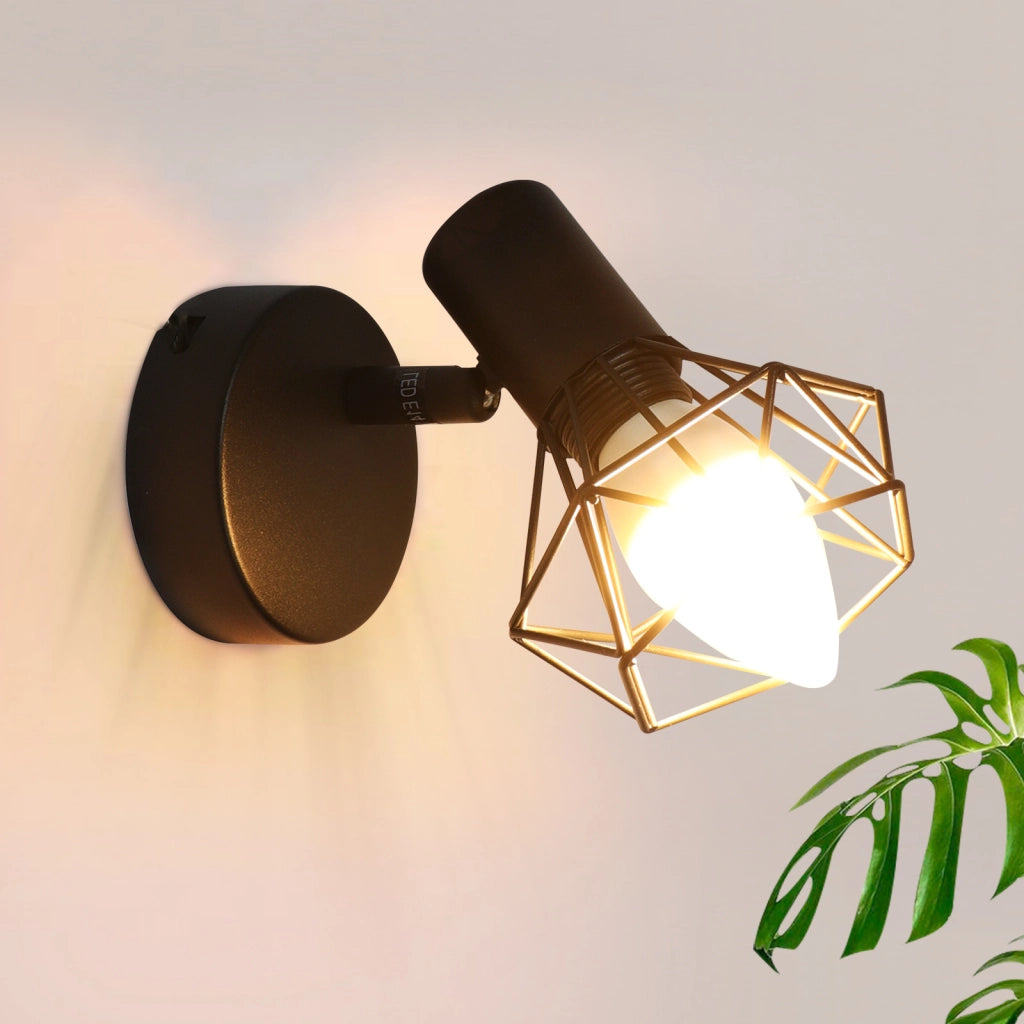 ZMH Plafoniera Vintage Faretto da soffitto Faretto da parete E14 orientabile 350° Retro