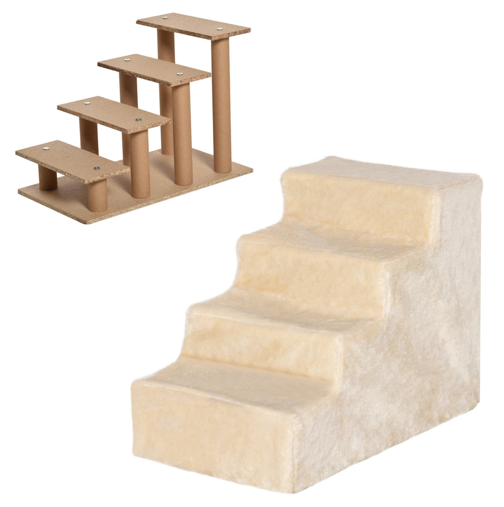 Scaletta per animali 4 gradini beige 60 x 35 x 44 cm