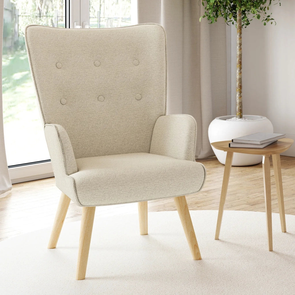 IDMarket - Sillón escandinavo IVAR de tela beige