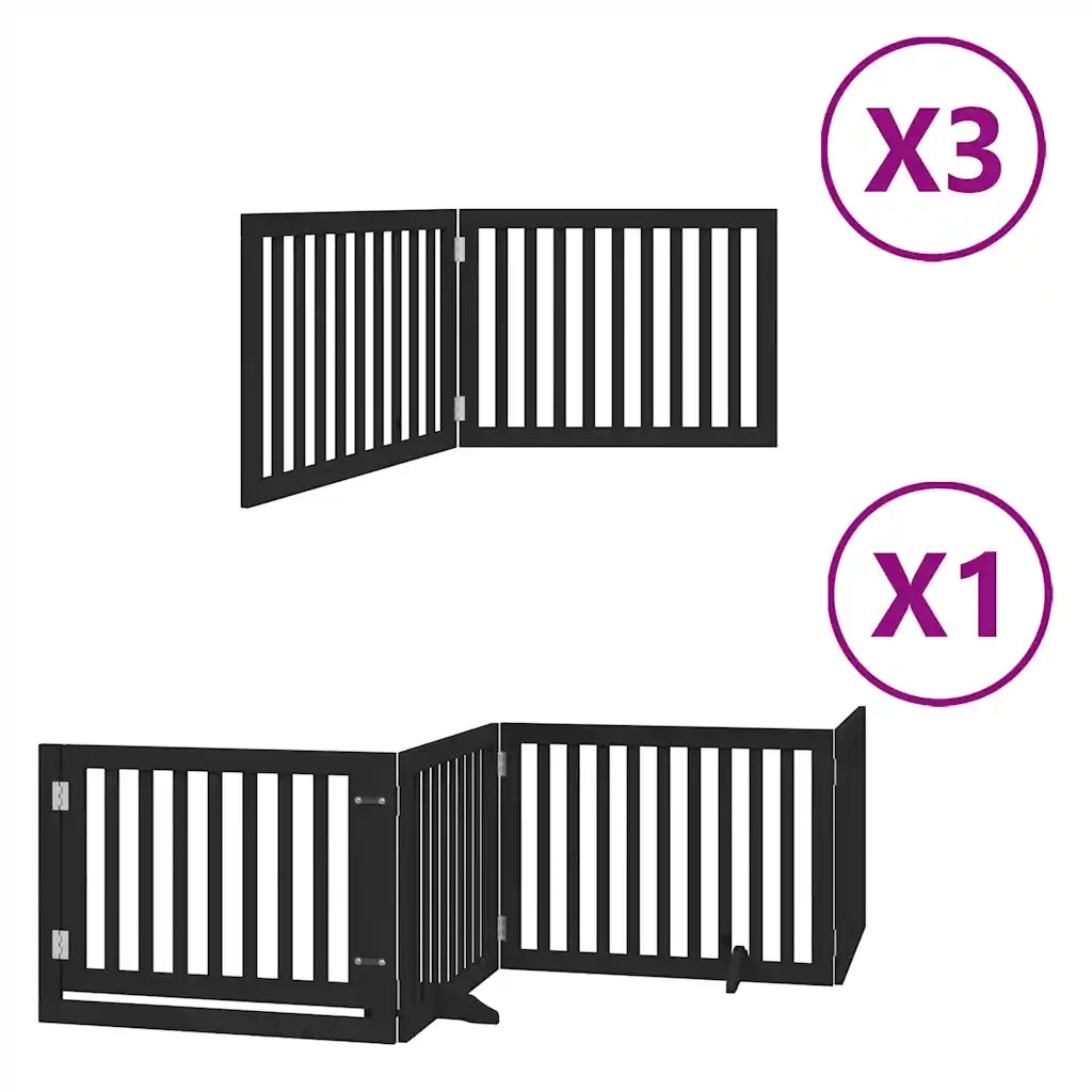 Cancello Cani Porta Pieghevole Nero 10 Pannelli 800 cm Pioppo CFW5306392