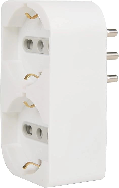 ADATTATORE SCHUKO DOPPIO SALVASPAZIO 16A 2P+T - presa 16A 2P+T - Col. Bianco - ELECTRALINE