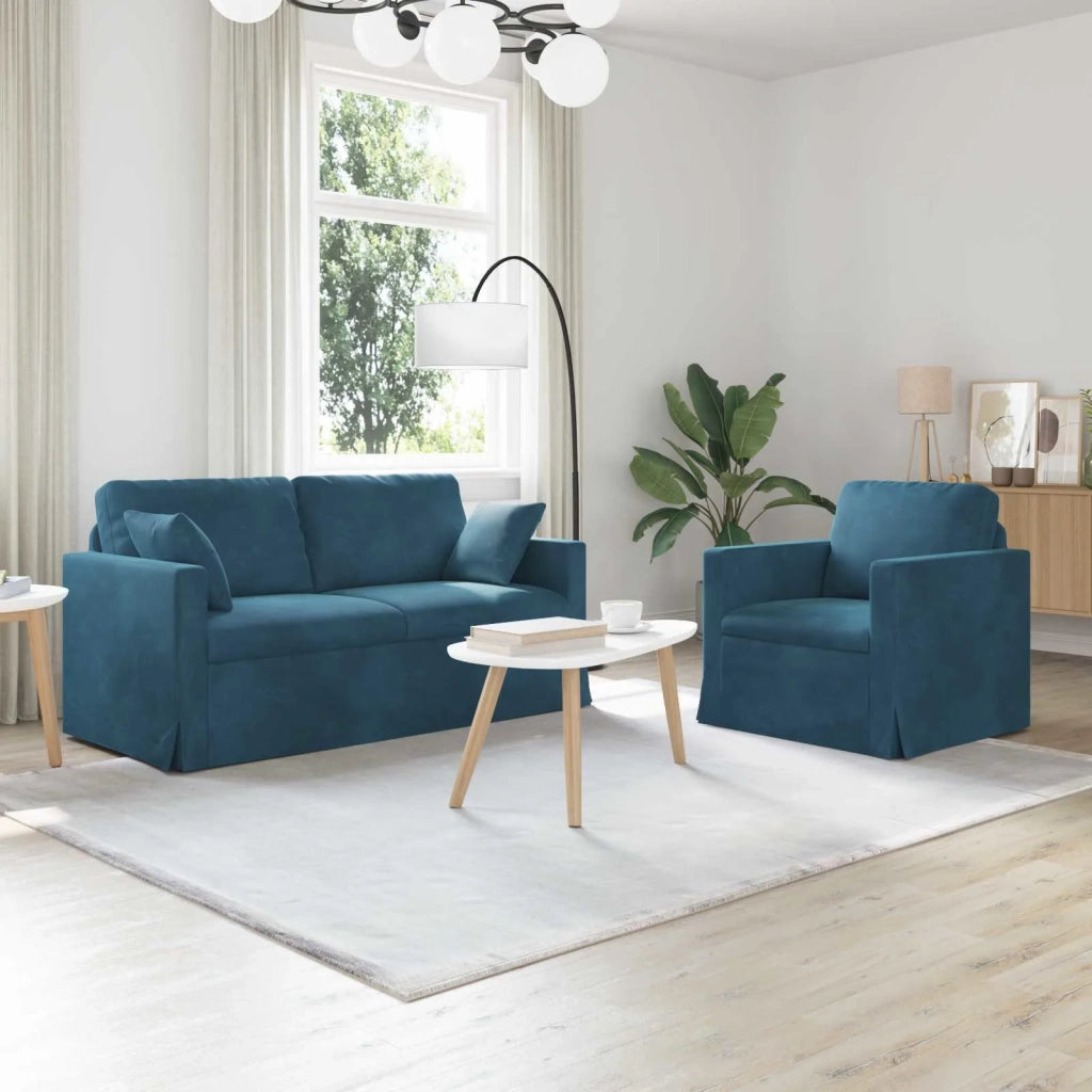 Set di divani 2 pcs Blu 158 x 78 x 80 cm Velluto