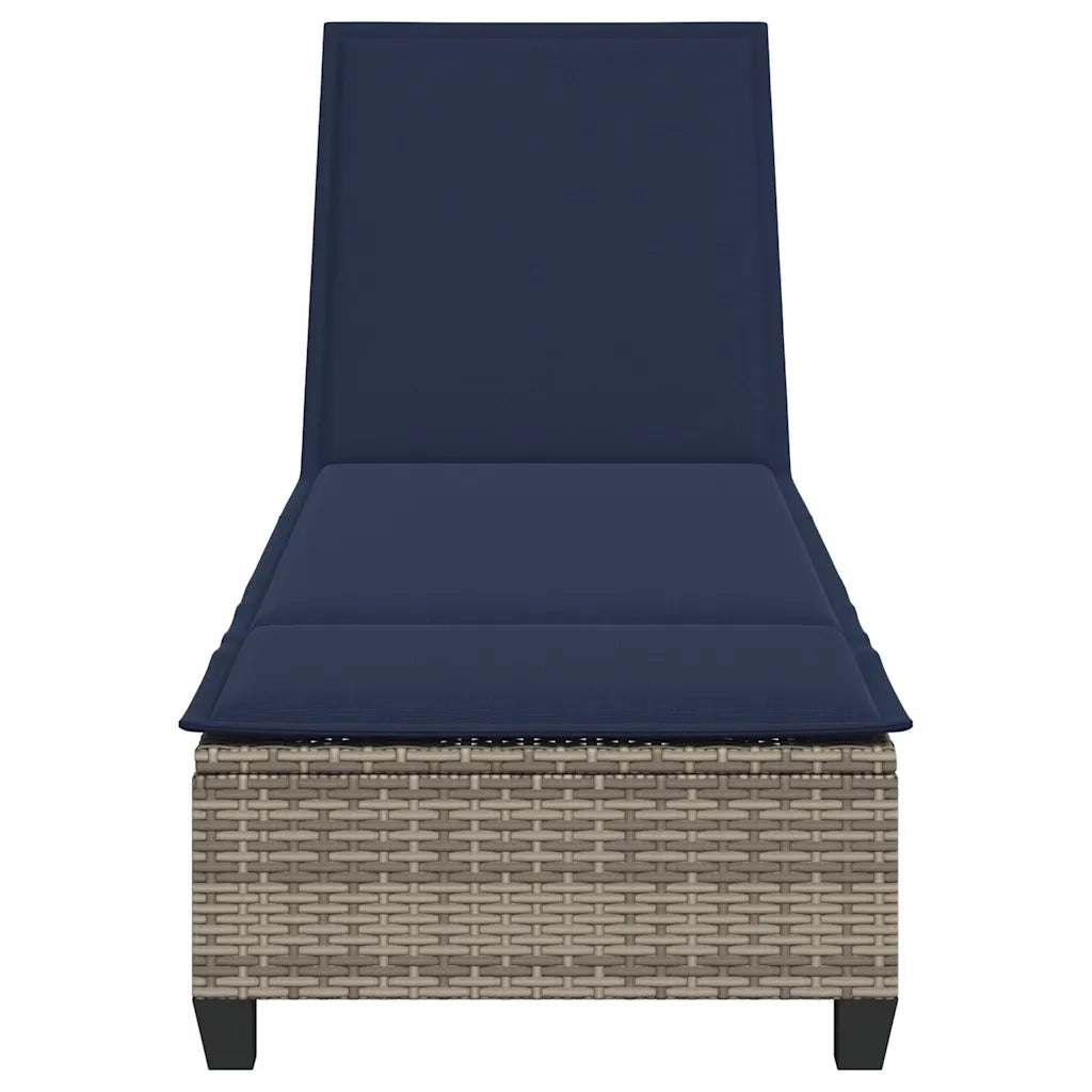 Lettino Prendisole | Sdraio da giardino | Lettino da sole con Cuscini Grigio 55x200x25,5cm Polyrattan
