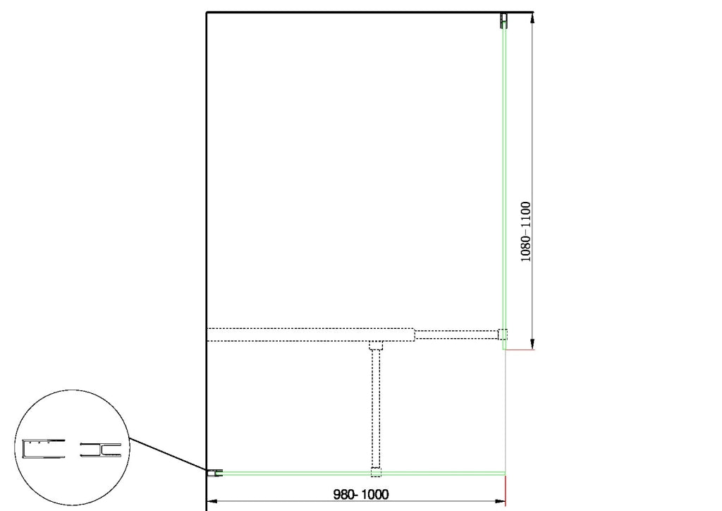 Doppia Parete Doccia Walk-in Con Braccio Di Sostegno Superiore a T Vetro 8 mm Reversibile 98-100 x 108-110 H 200 cm