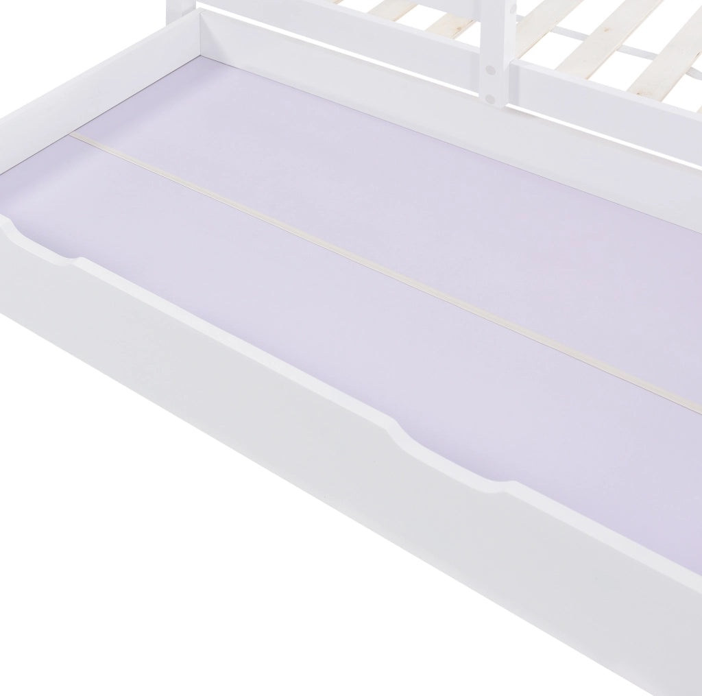 Letto a casetta 90x200 cm con lavagna e 2 cassetti; bianco