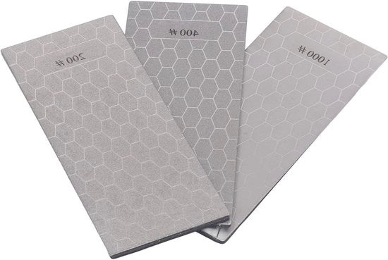 Set di Lavorazione con Pietra di Diamante per Acciarini e Coltelli - Superficie a Miele - Kit di Affilatura per Esterni