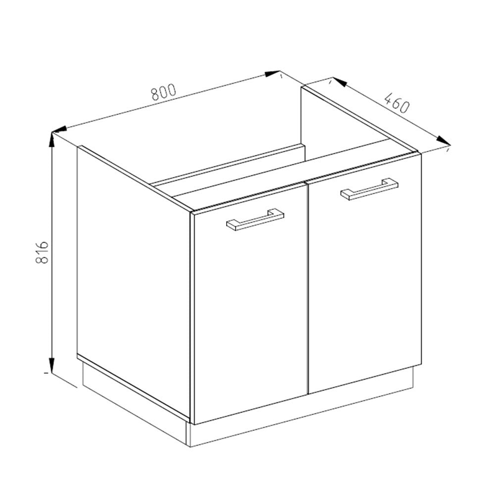 Mobile lavello cucina R-Line Bianco/Antracite 80 cm J-Shape PL Marmo Vicco