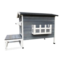 Cuccia in legno rialzata gatto 58 x 73,6 x 104,9 cm casa casetta per gatti