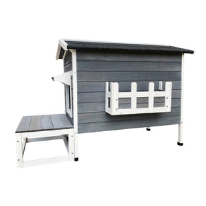 Cuccia in legno rialzata gatto 58 x 73,6 x 104,9 cm casa casetta per gatti