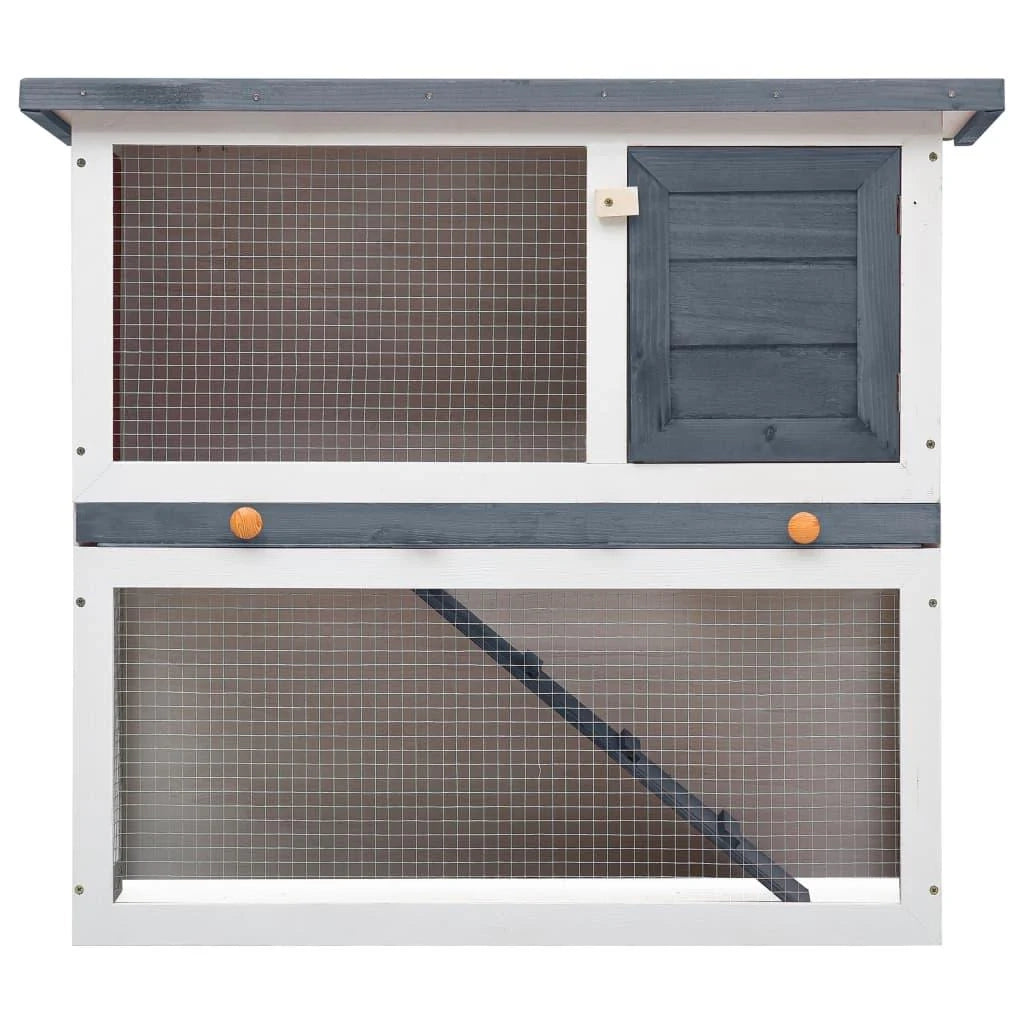 Conigliera da esterno con 1 porta 90 x 45 x 80 cm legno grigio 02_0000586