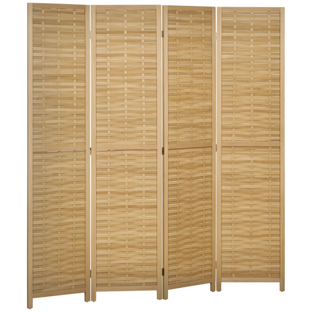 Paravento divisorio per interni a 4 pannelli in bambù e legno pieghevole 160 x 170 cm naturale chiaro