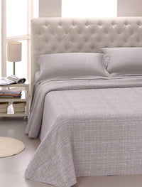 Copriletto Matrimoniale in Jacquard Tinto Filo Cober Ibiziano Grigio Perla