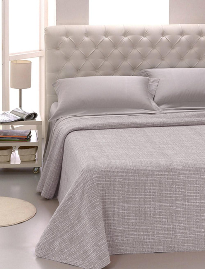 Copriletto Singolo in Jacquard Tinto Filo Cober Ibiziano Grigio Perla