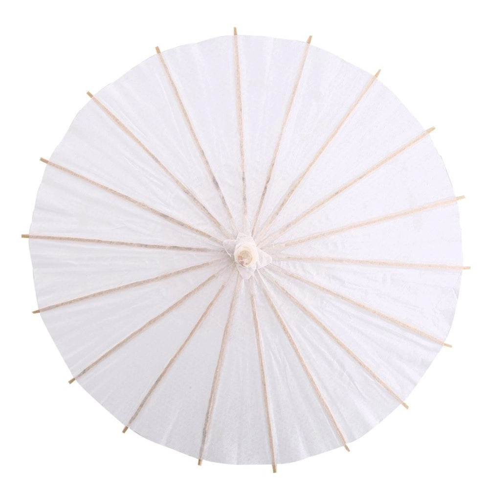 Trade Shop - Set 12 Pezzi Ombrello Bambu Bianco 20 Cm Carta Legno Sposa Wedding Ombrellino -