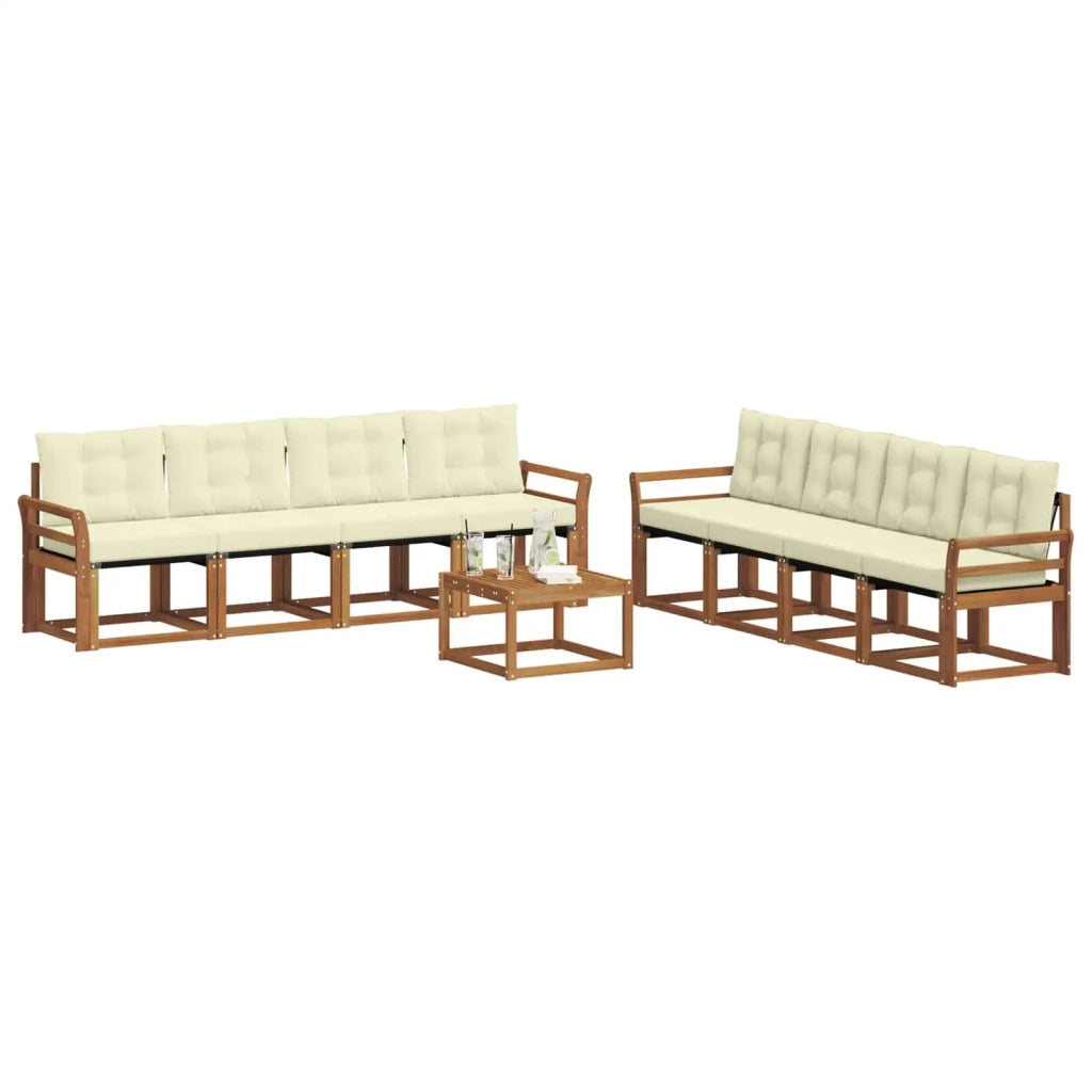 Set di divani da esterno con cuscino 9 pcs Naturale e Crema 3368521