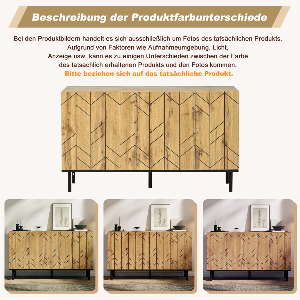 Credenza moderna con 3 ante e gambe in metallo, per soggiorno e sala da pranzo, in truciolare, rovere nero, 120 × 35 × 70 cm