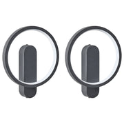 Set di 2 lampade da parete LED in metallo nero in silicone di forma rotonda verniciato a polvere Stile moderno