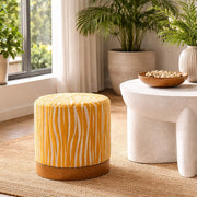 Faleli, Pouf Effetto Zebrato, 41x42x41h cm Giallo Senape