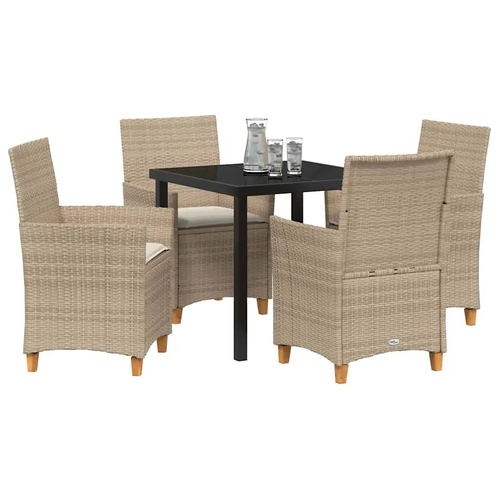 Set da Pranzo per Giardino 5 pcs Beige polyrattan 3381080