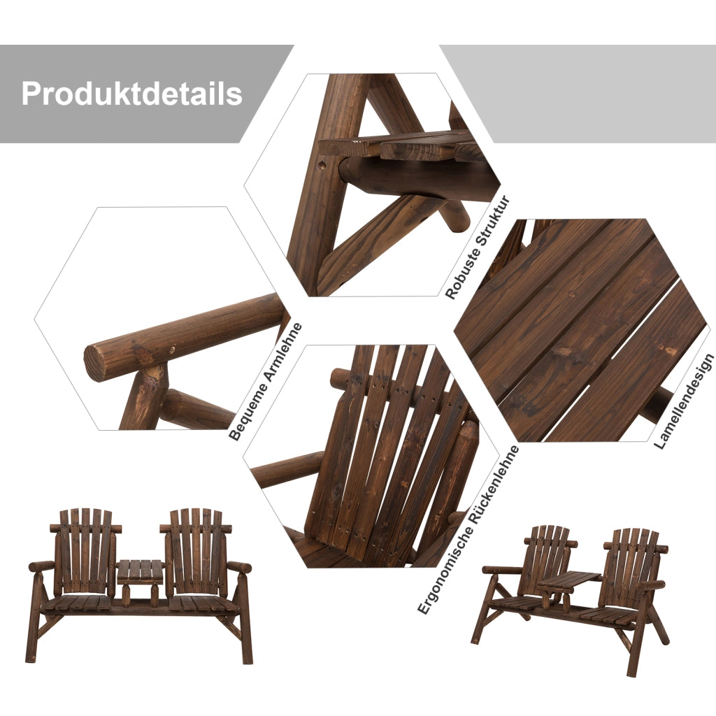 Set tavolo e panche da giardino ¨C zephmum ¨C legno massello marrone 157x88x103 cm